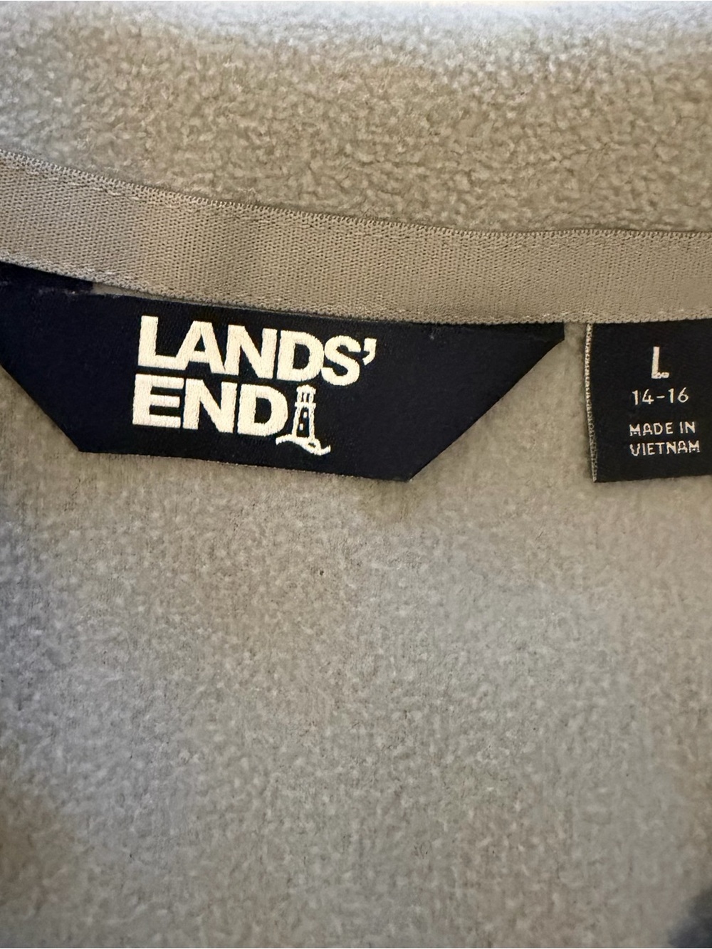Lands' End Women's Light Gray Half-Zip Fleece Pullover - Picture 7 of 10